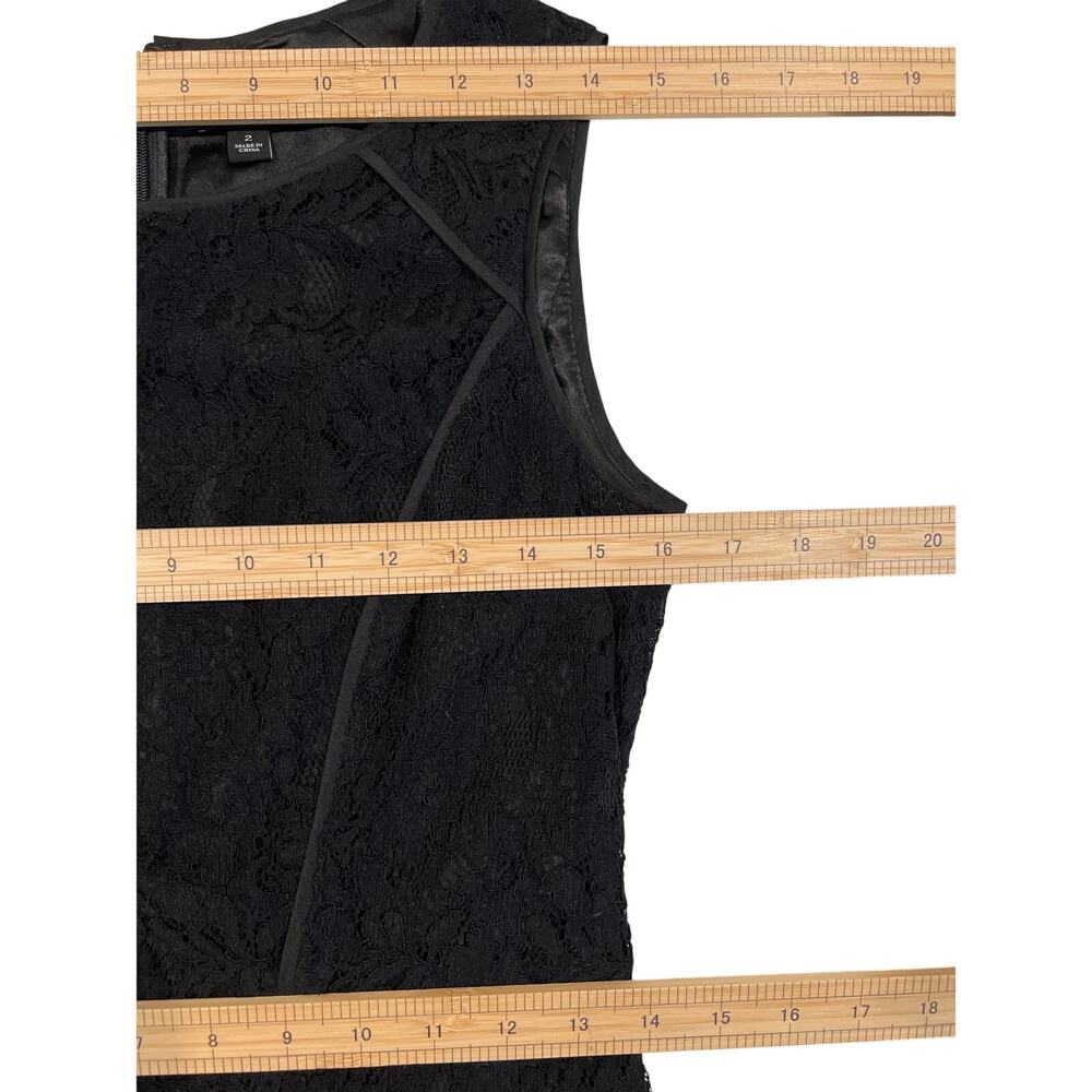 Ann Taylor Fitted Lace Cocktail Dress Women's Size 2 Little Black Dress 35”L - Picture 9 of 11